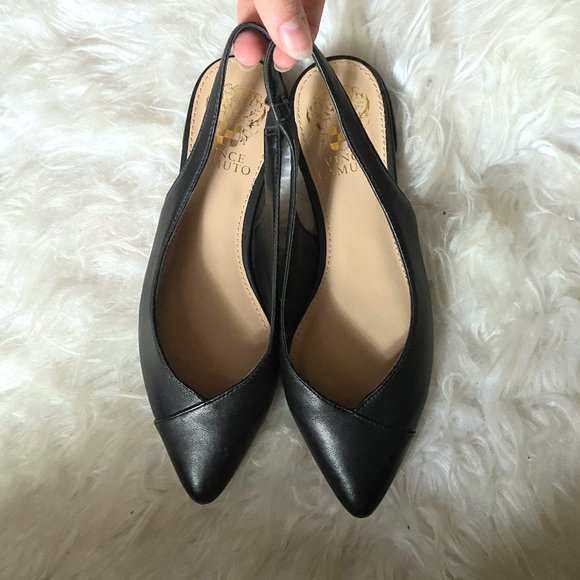 Vince Camuto Shoes - Vince Camuto Black Pointed Toe Slingback Ballet Flat Leather VP Jasenia size 6 M